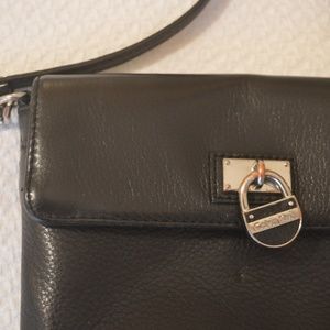 Calvin Klein Black Leather Crossbody Purse